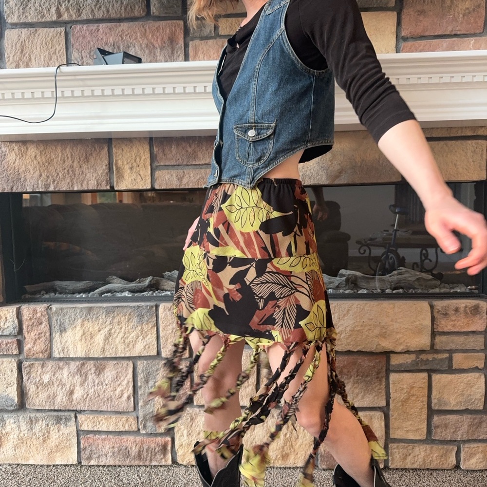 Koret Multicolor Leaf Print Mini Skirt
